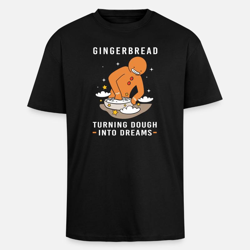 Gingerbread Christmas Gingerbread Man Gingerbread - Unisex Oversized Heavyweight T-shirt - black