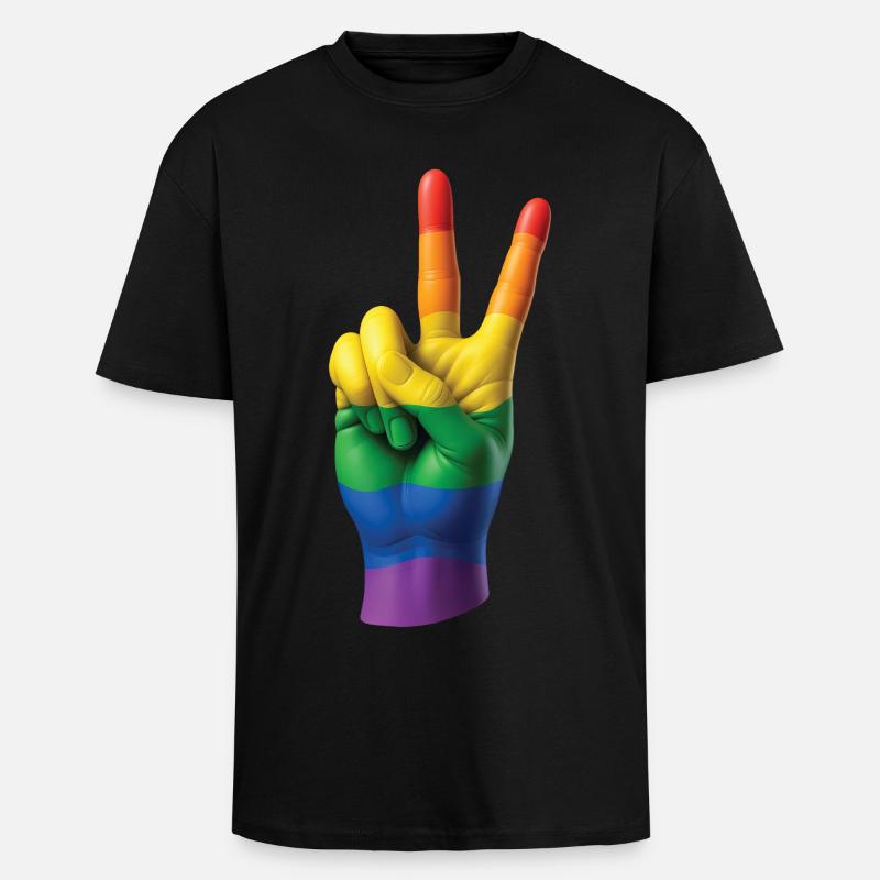 PRIDE PEACE HAND – Frieden & Liebe - Oversized Heavyweight Unisex T-Shirt - Schwarz