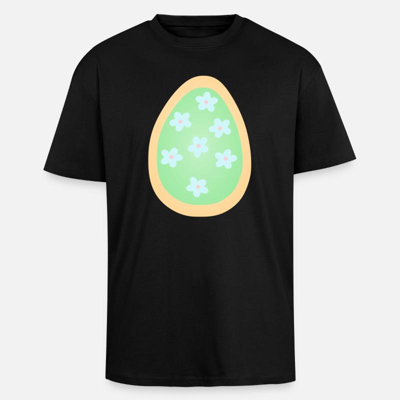 Pastel Floral Egg Pattern - Unisex Oversized Heavyweight T-shirt - black
