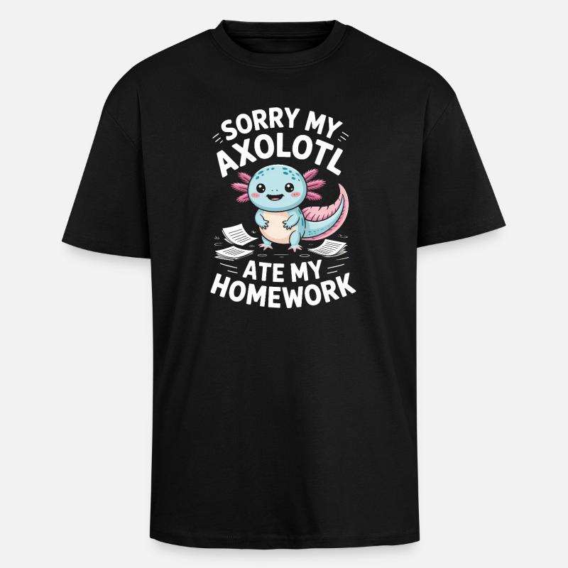 Axolotl a mangé mes devoirs - T-shirt unisexe oversize épais - noir