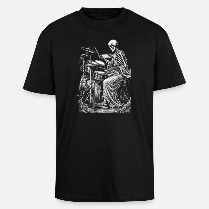 Skeleton Drummer Nightbeat - Unisex Oversized Heavyweight T-shirt - black