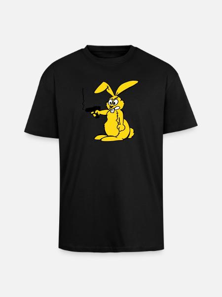 Hase mit Waffe - Oversized Heavyweight Unisex T-Shirt - Schwarz