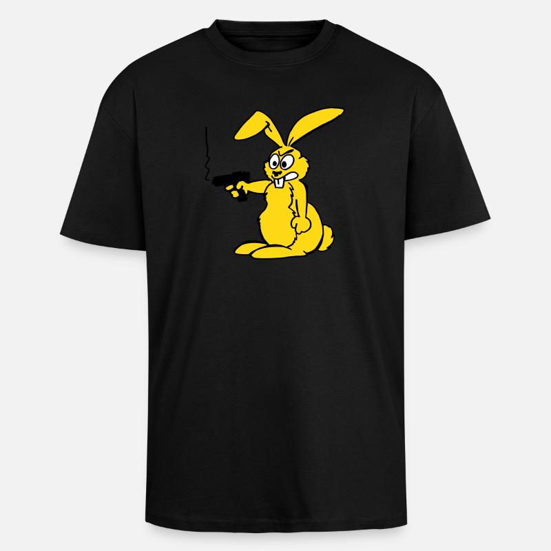 Rabbit with gun - Unisex Oversized Heavyweight T-shirt - black