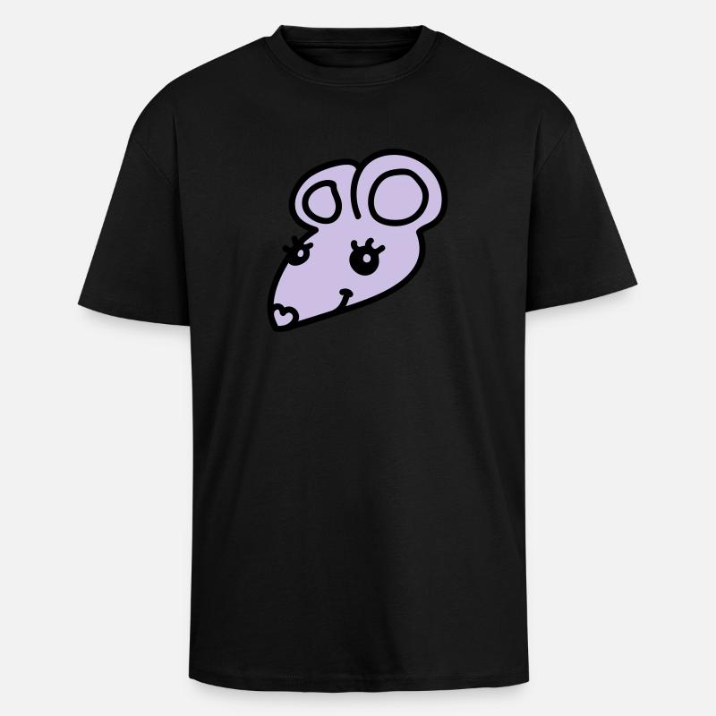Souris mignonne - T-shirt unisexe oversize épais - noir