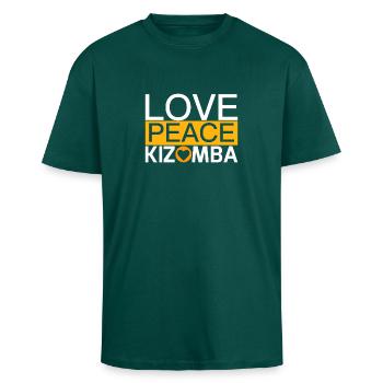 L'AMOUR DE LA PAIX Kizomba - Chemises de nuit - T-shirt unisexe oversize épais - hunter green - Devant - Alina (178cm) & Michal (187cm)