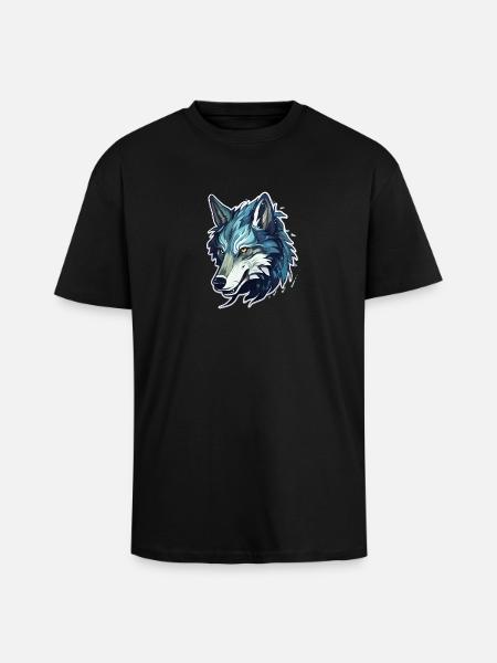 Wolf - Illustration - Unisex Oversized Heavyweight T-shirt - black