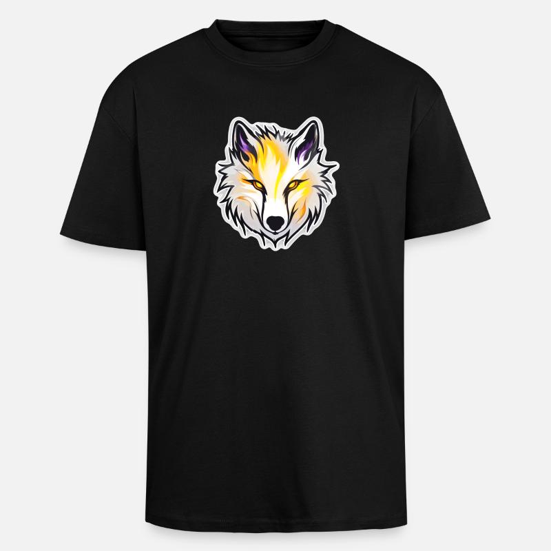 Wolf - Illustration - Unisex Oversized Heavyweight T-shirt - black