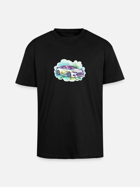 Car - Illustration - Unisex Oversized Heavyweight T-shirt - black