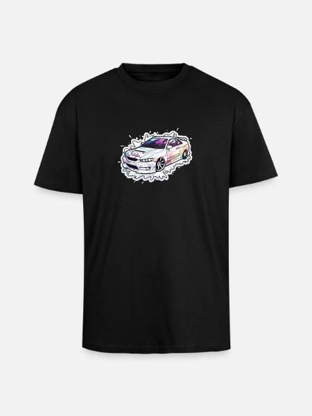 Car - Illustration - Unisex Oversized Heavyweight T-shirt - black