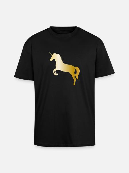 Einhorn - Oversized Heavyweight Unisex T-Shirt - Schwarz