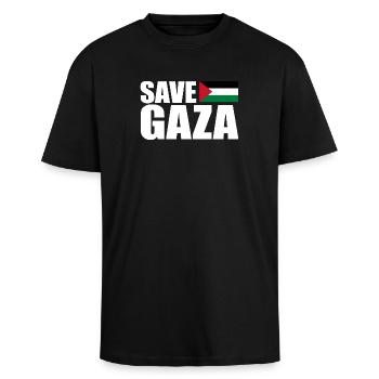 Save gaza - T-shirt unisexe oversize épais - noir - Devant - Alina (178cm) & Michal (187cm)