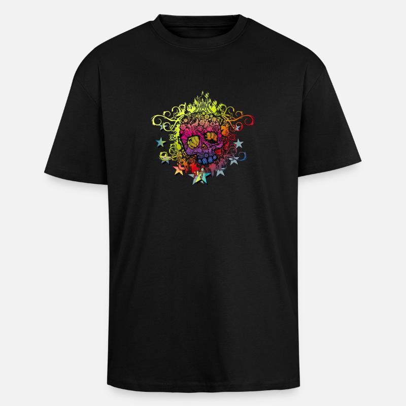 couleur crâne - T-shirt unisexe oversize épais - noir