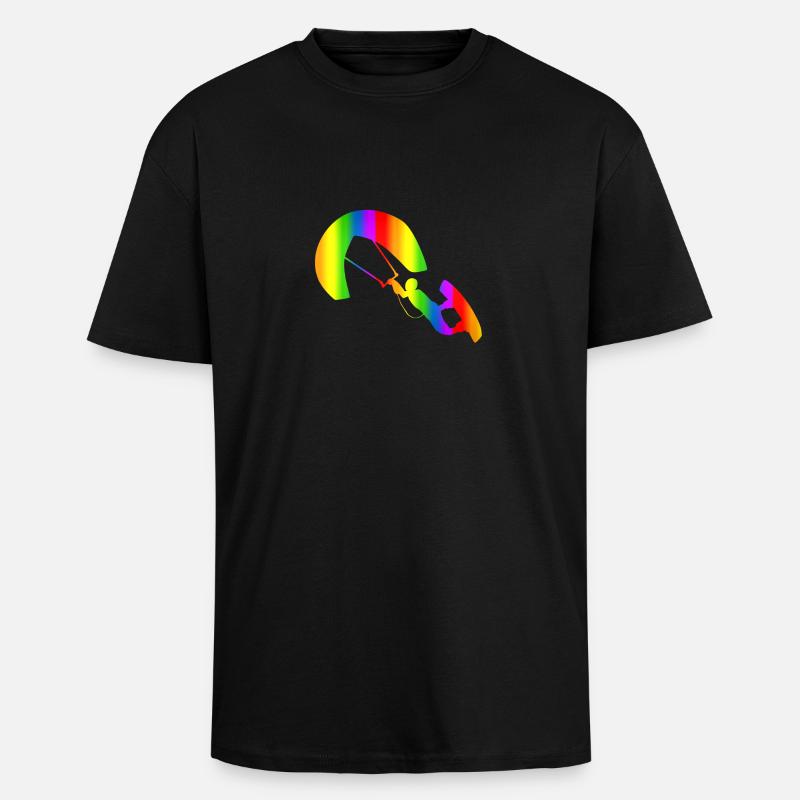 Bunter Kitesurfing Regenbogen - Oversized Heavyweight Unisex T-Shirt - Schwarz
