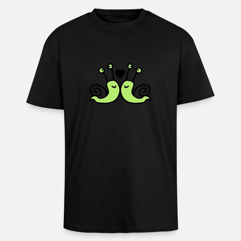 verliebte Schnecken - Oversized Heavyweight Unisex T-Shirt - Schwarz