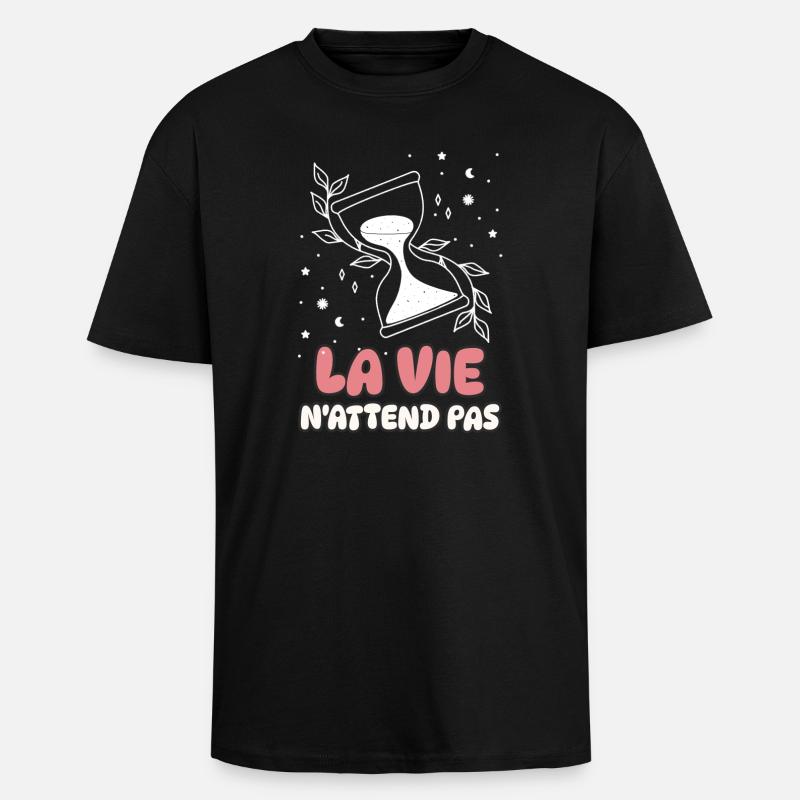 Life Doesn't Wait - Unisex Oversized Heavyweight T-shirt - black