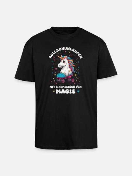Einhorn Rollschuhlaufen - Oversized Heavyweight Unisex T-Shirt - Schwarz