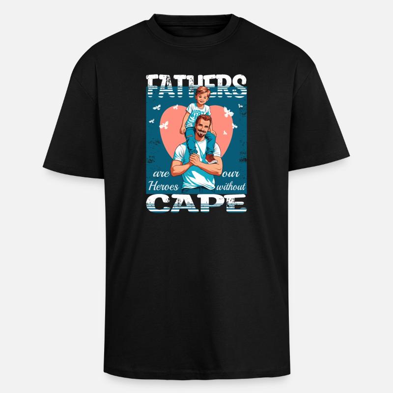 Väter sind Helden - Oversized Heavyweight Unisex T-Shirt - Schwarz