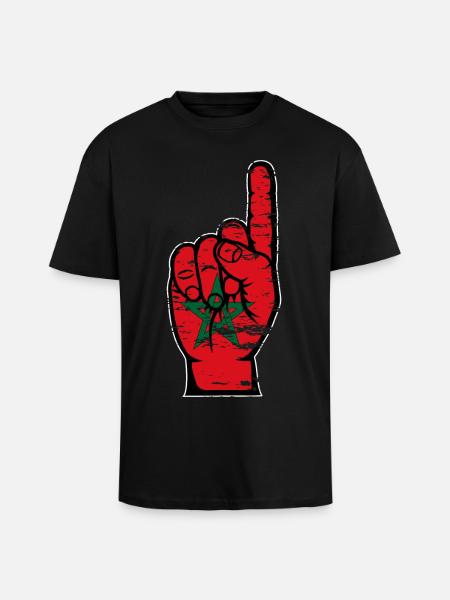 Drapeau marocain numéro 1 utilisé - T-shirt unisexe oversize épais - noir