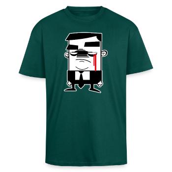 Hombre Grises: Anonym, Freiheit & Protest - Oversized Heavyweight Unisex T-Shirt - hunter Green - Vorne - Alina (178cm) & Michal (187cm)