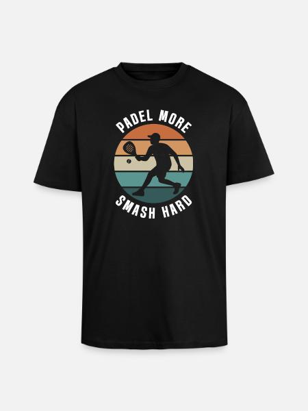 Padel Plus Smash Hard Retro Design - T-shirt unisexe oversize épais - noir