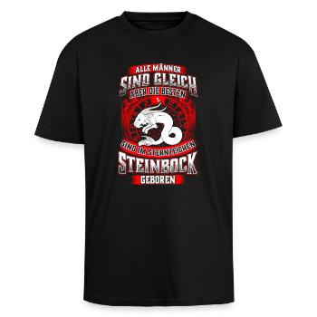 Steinbock Sternzeichen Geburtstag Geburt - Oversized Heavyweight Unisex T-Shirt - Schwarz - Vorne - Alina (178cm) & Michal (187cm)