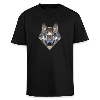 wolf - Oversized Heavyweight Unisex T-Shirt - Schwarz - Vorne - Alina (178cm) & Michal (187cm)