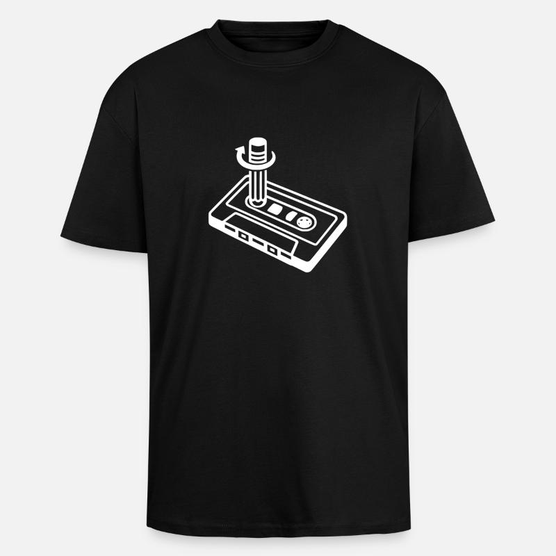 Cassette et stylo - Crayon - T-shirt unisexe oversize épais - noir