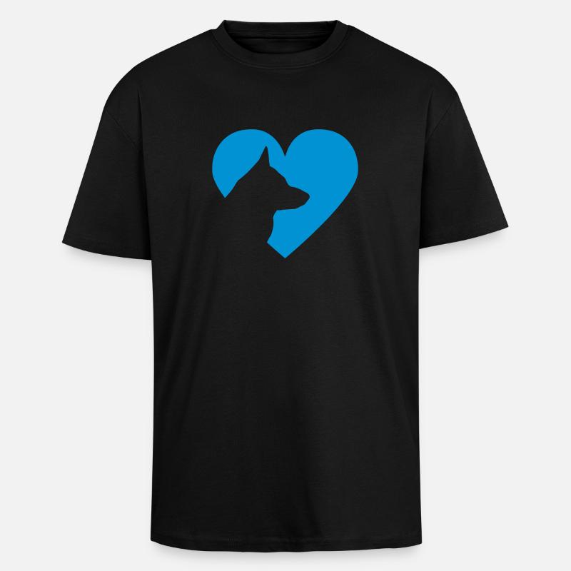 Herz mit Schäferhund Vector - Oversized Heavyweight Unisex T-Shirt - Schwarz