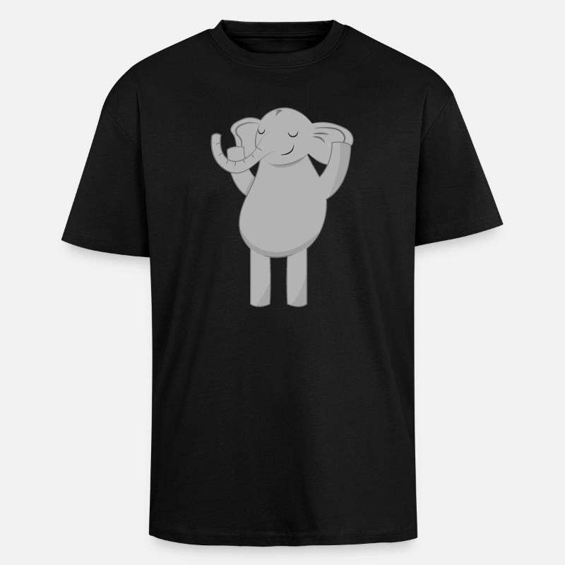 Éléphant éléphant - T-shirt unisexe oversize épais - noir
