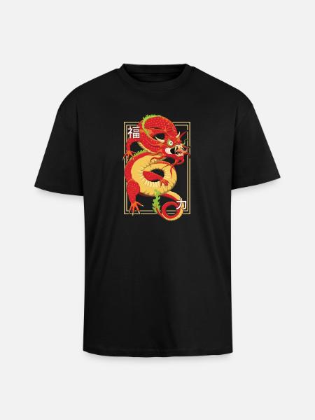 Dragon Chinois - T-shirt unisexe oversize épais - noir