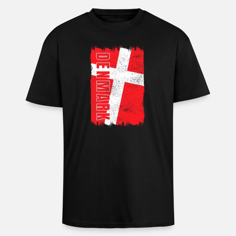 Drapeau du Danemark - T-shirt unisexe oversize épais - noir