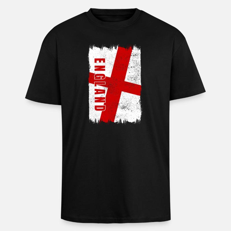 Drapeau de l'Angleterre - T-shirt unisexe oversize épais - noir