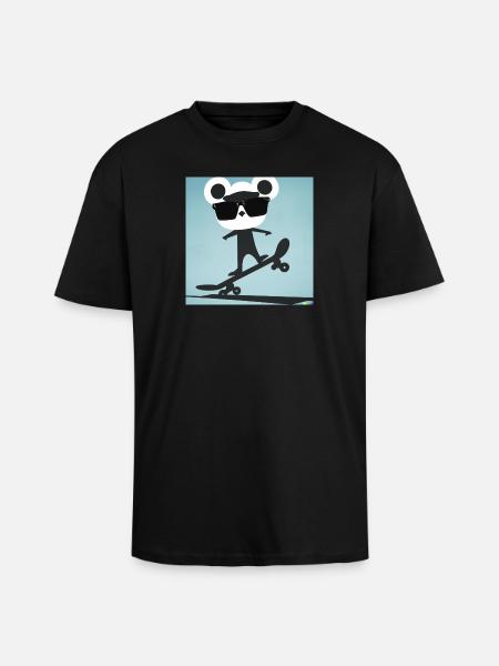 Skater Bär - Oversized Heavyweight Unisex T-Shirt - Schwarz