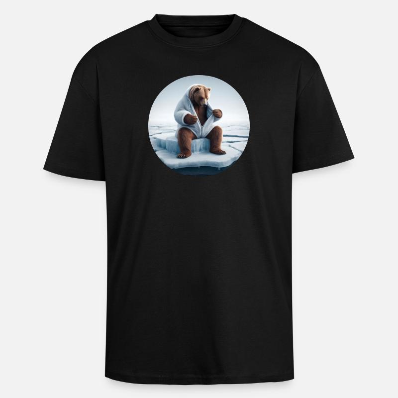 Bär im Schafspelz sitzt auf Scholle - Oversized Heavyweight Unisex T-Shirt - Schwarz