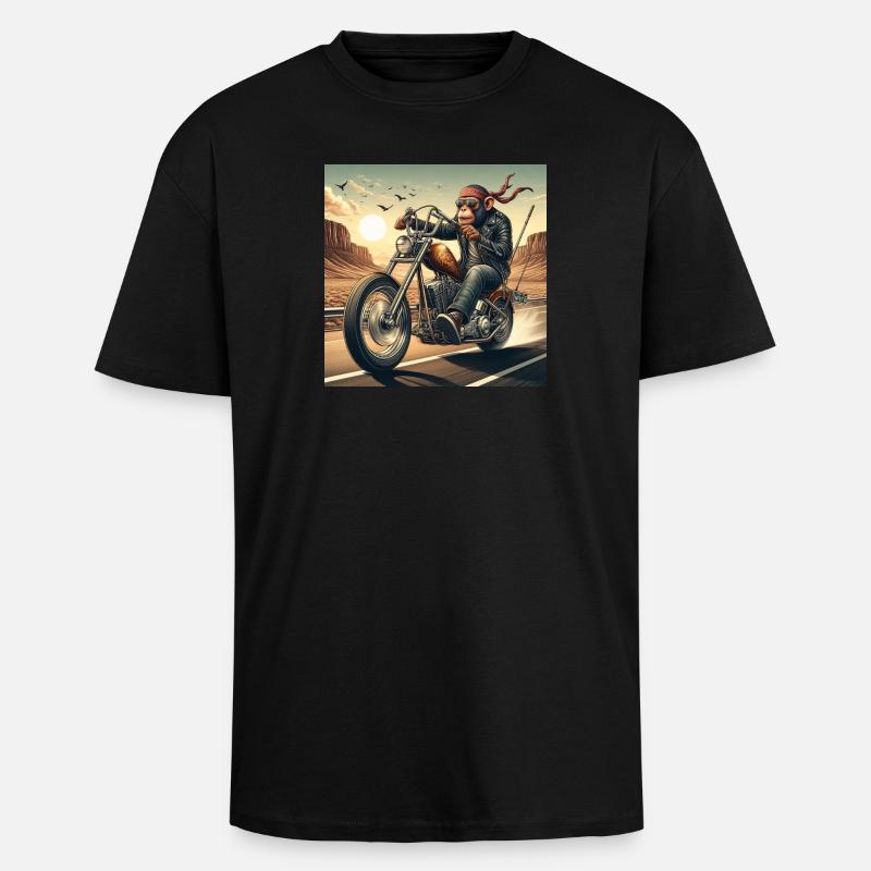 Cooler Affe auf einem Chopper - Oversized Heavyweight Unisex T-Shirt - Schwarz