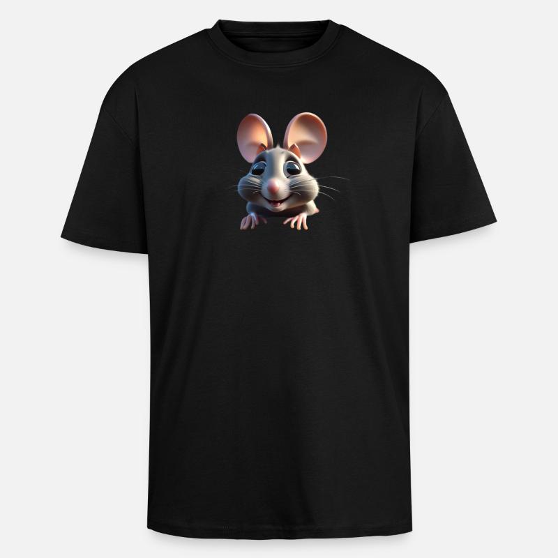 Souris 1 - T-shirt unisexe oversize épais - noir