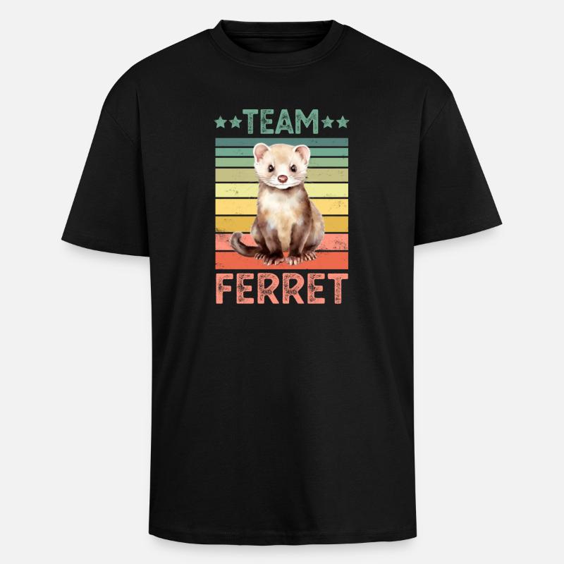 Frettchen - Oversized Heavyweight Unisex T-Shirt - Schwarz