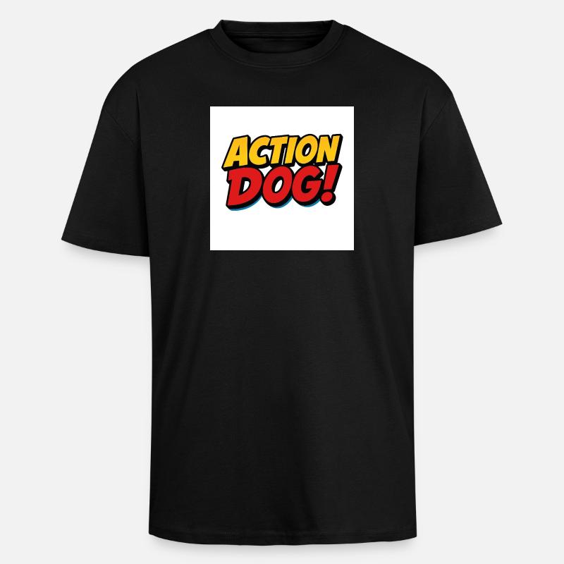 Action Hund Comic Stil - Oversized Heavyweight Unisex T-Shirt - Schwarz
