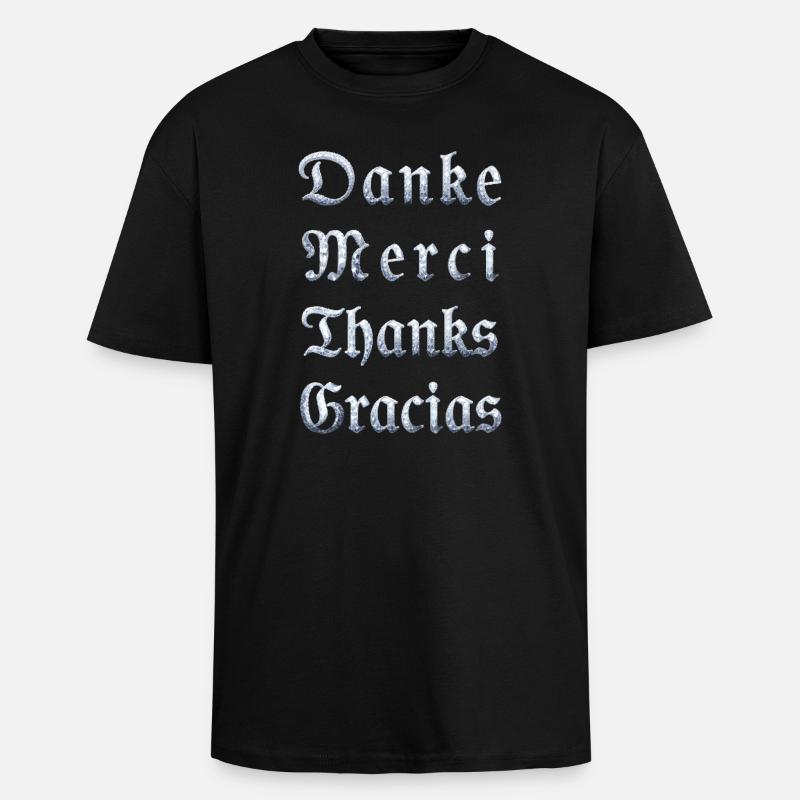 Multilinguale Dankesbotschaft Eiskristall - Oversized Heavyweight Unisex T-Shirt - Schwarz