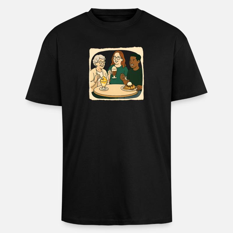 Oma Karin - im Eis Cafe - Unisex Oversized Heavyweight T-shirt - black