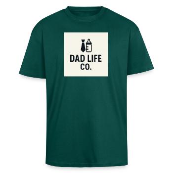 Dad Life Co Office Bottles - Unisex Oversized Heavyweight T-shirt - hunter green - Front - Alina (178cm) & Michal (187cm)