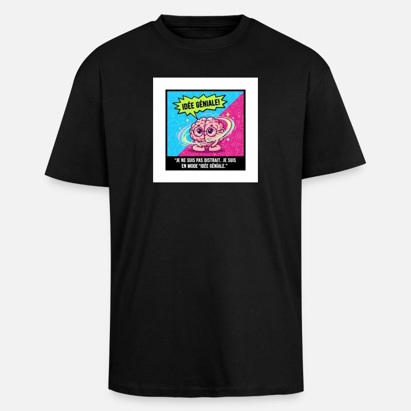 Awesome Idea Brain Pop - Unisex Oversized Heavyweight T-shirt - black
