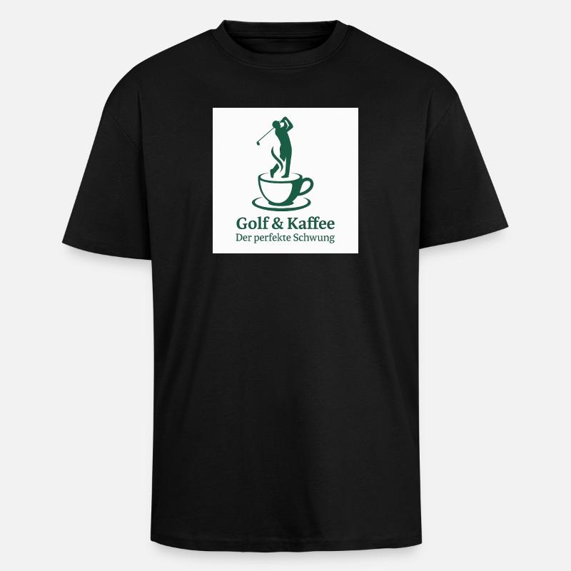 Golf & Kaffee – Der perfekte Schwung  - Oversized Heavyweight Unisex T-Shirt - Schwarz