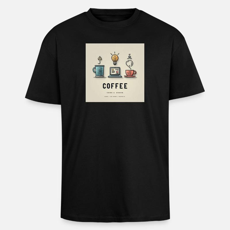 Conception du code du café - T-shirt unisexe oversize épais - noir
