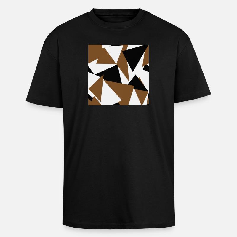 Brown Black Triangles Geometry - Unisex Oversized Heavyweight T-shirt - black