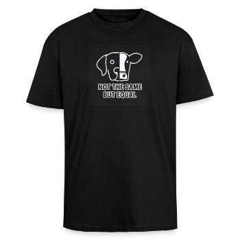Hund Kuh - Oversized Heavyweight Unisex T-Shirt - Schwarz - Vorne - Alina (178cm) & Michal (187cm)