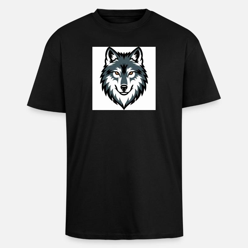 Wolf Graphic Emblem - Oversized Heavyweight Unisex T-Shirt - Schwarz