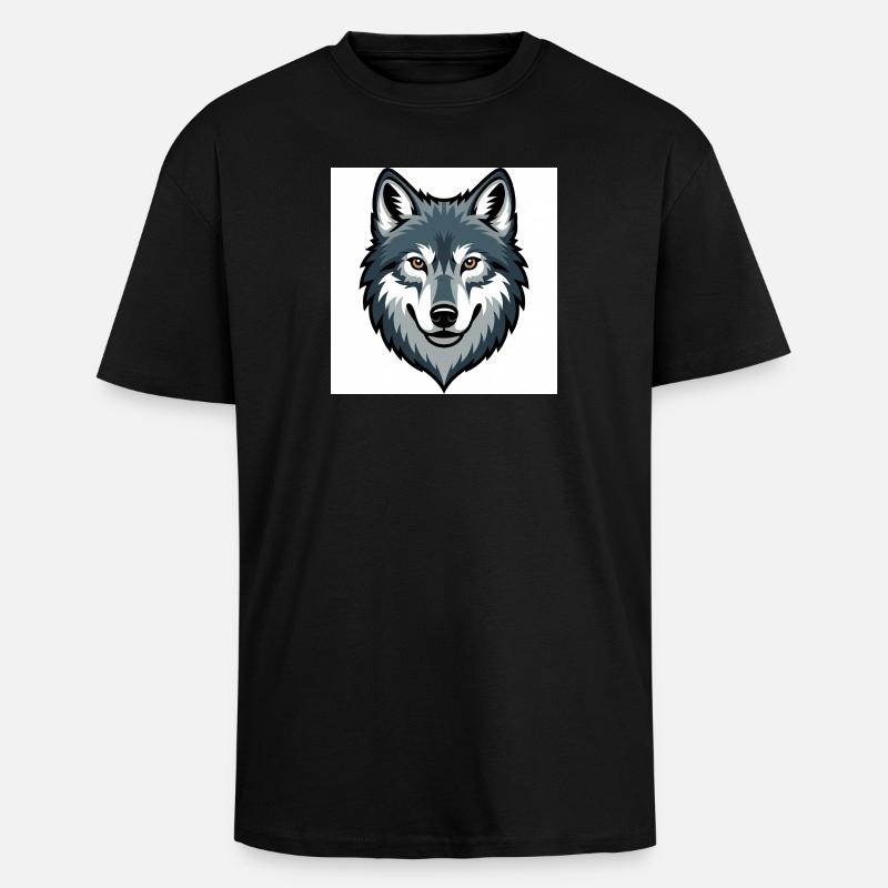 Wolf Head – stylized illustration - Unisex Oversized Heavyweight T-shirt - black