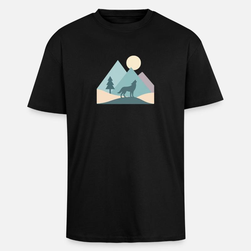 Wolf - Oversized Heavyweight Unisex T-Shirt - Schwarz