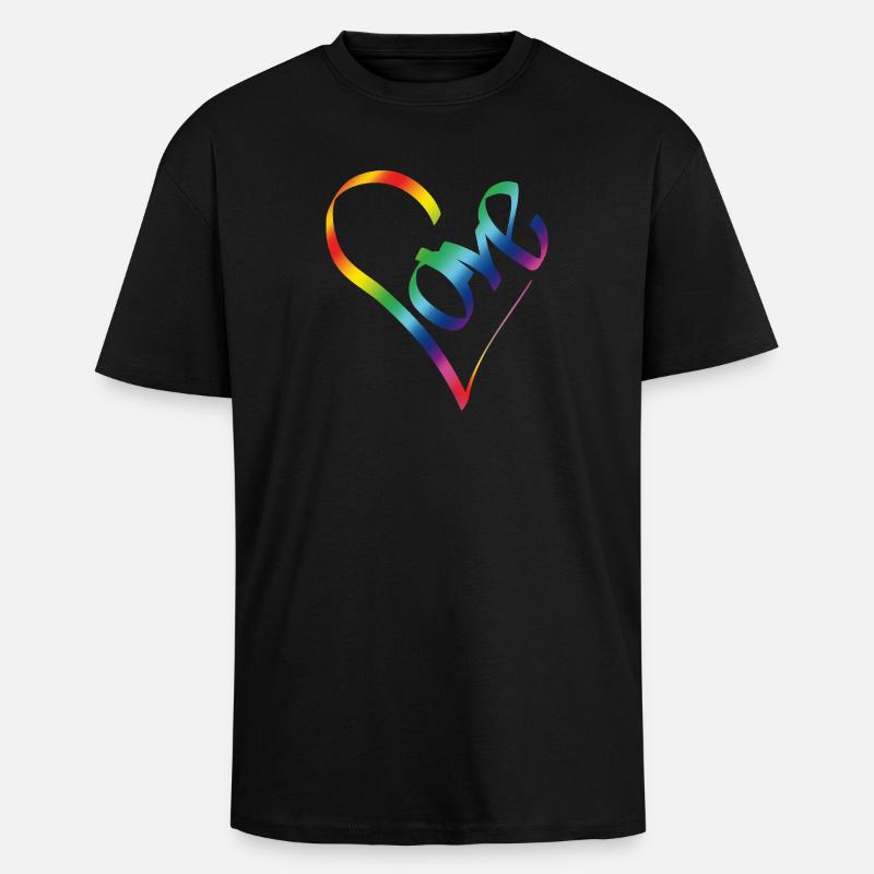Rainbow Love - T-shirt unisexe oversize épais - noir